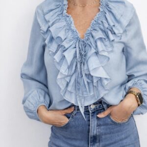 Camisa volantes vaquera