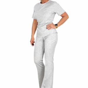 Conjunto licra camiseta frunce pantalón campana gris