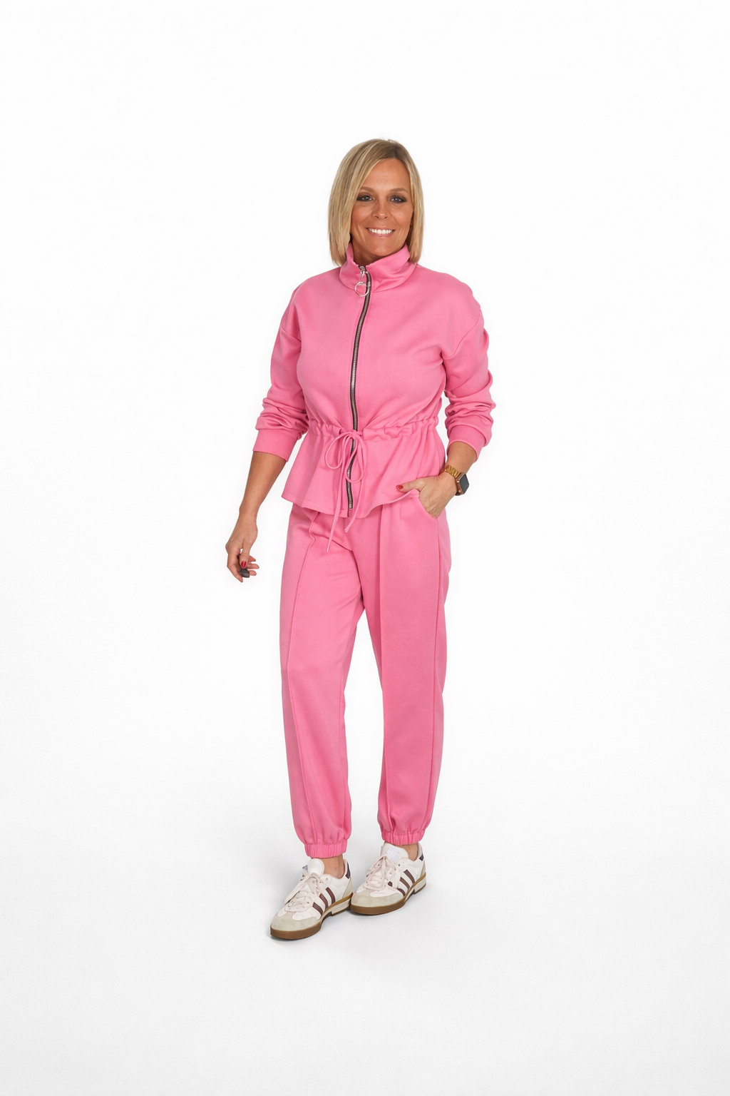 Conjunto sport frunce rosa