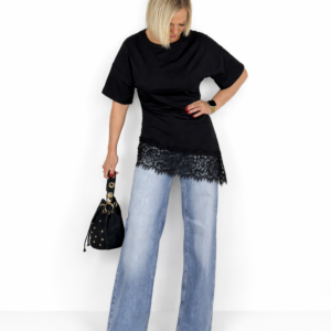 Camiseta encaje corto negro