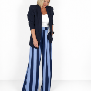 Conjunto blazer y pantalón rayas azul marino / celeste
