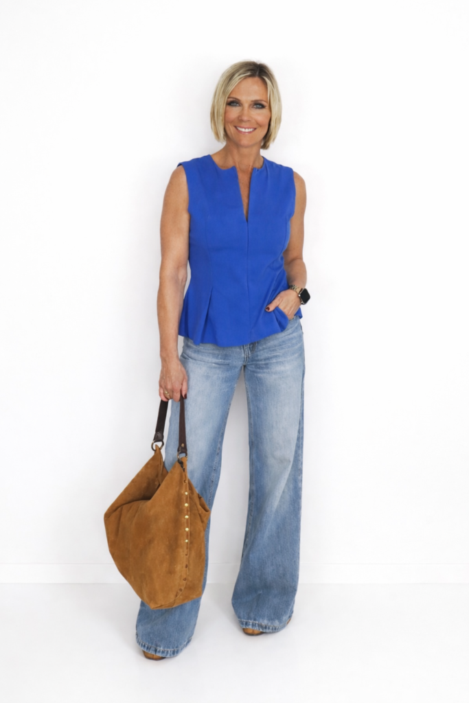 Top cremallera azulina