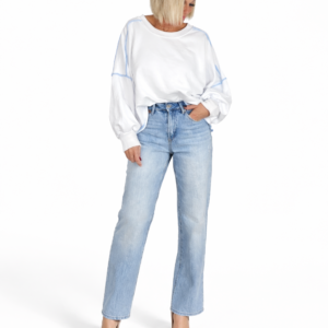 Sudadera oversize costuras celeste