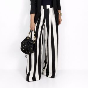 Pantalón palazo rayas negro/blanco