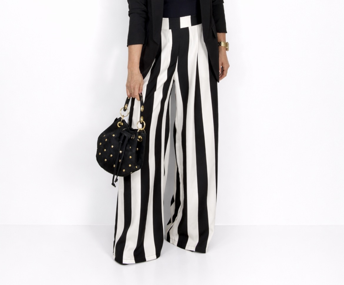 Pantalón palazo rayas negro/blanco