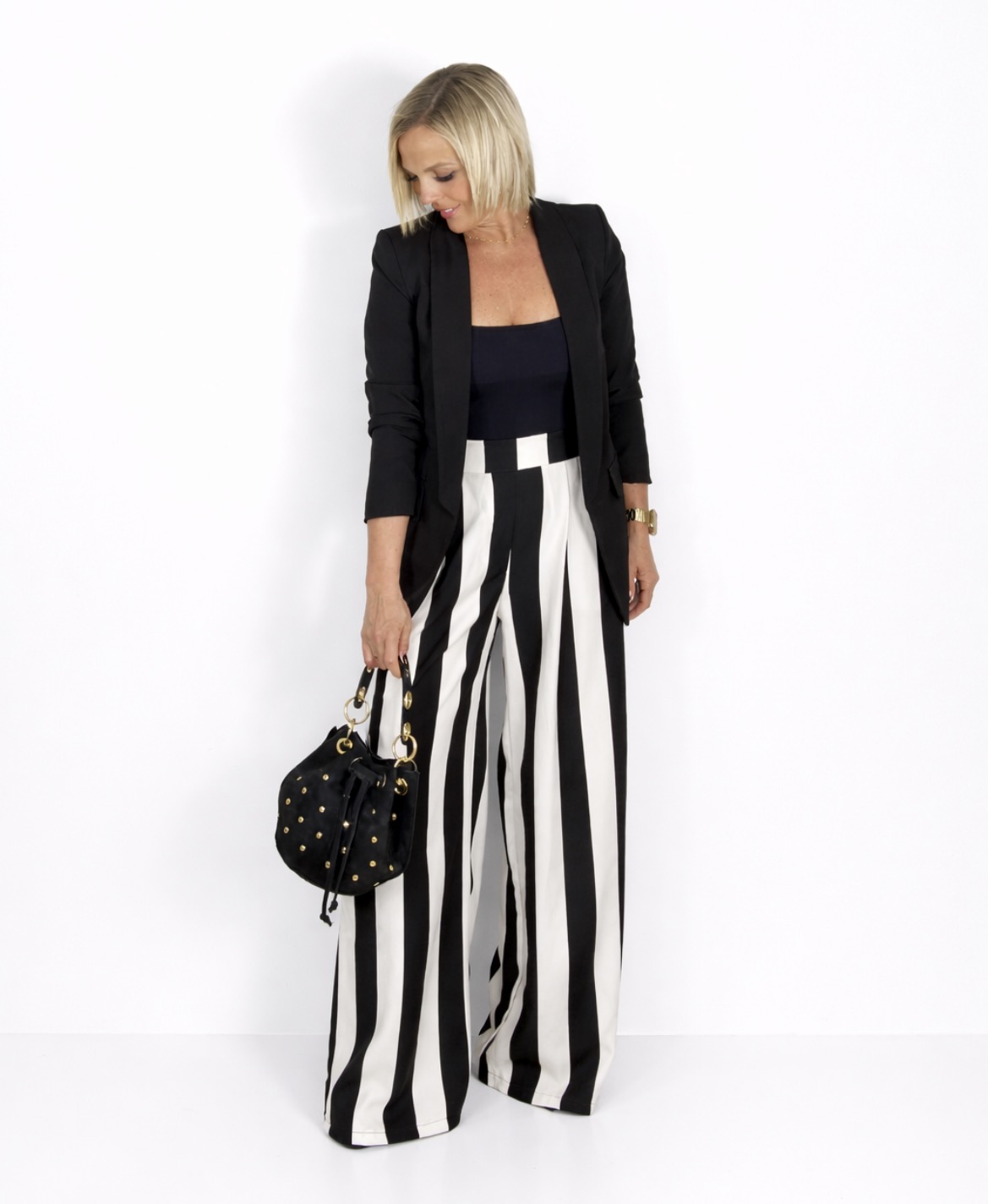 Conjunto blazer y pantalón rayas