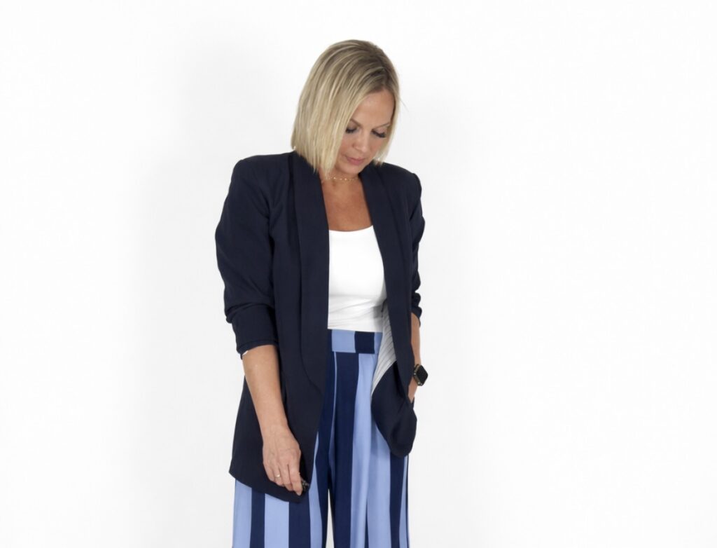 Blazer sin botón azul marino