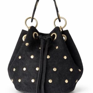 Bolso bombonera piel tachuelas negro