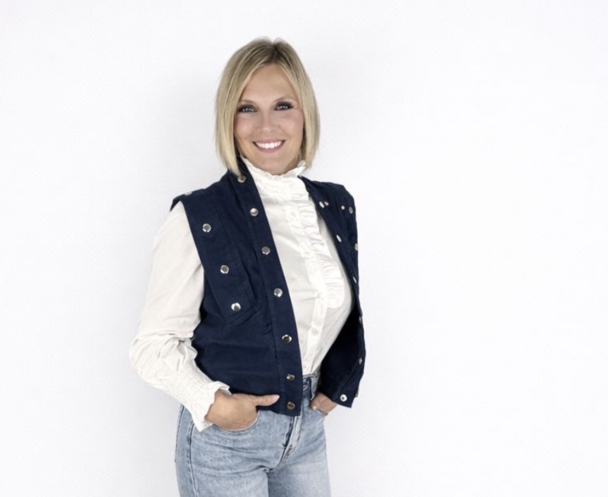 Chaleco tachuelas azul marino