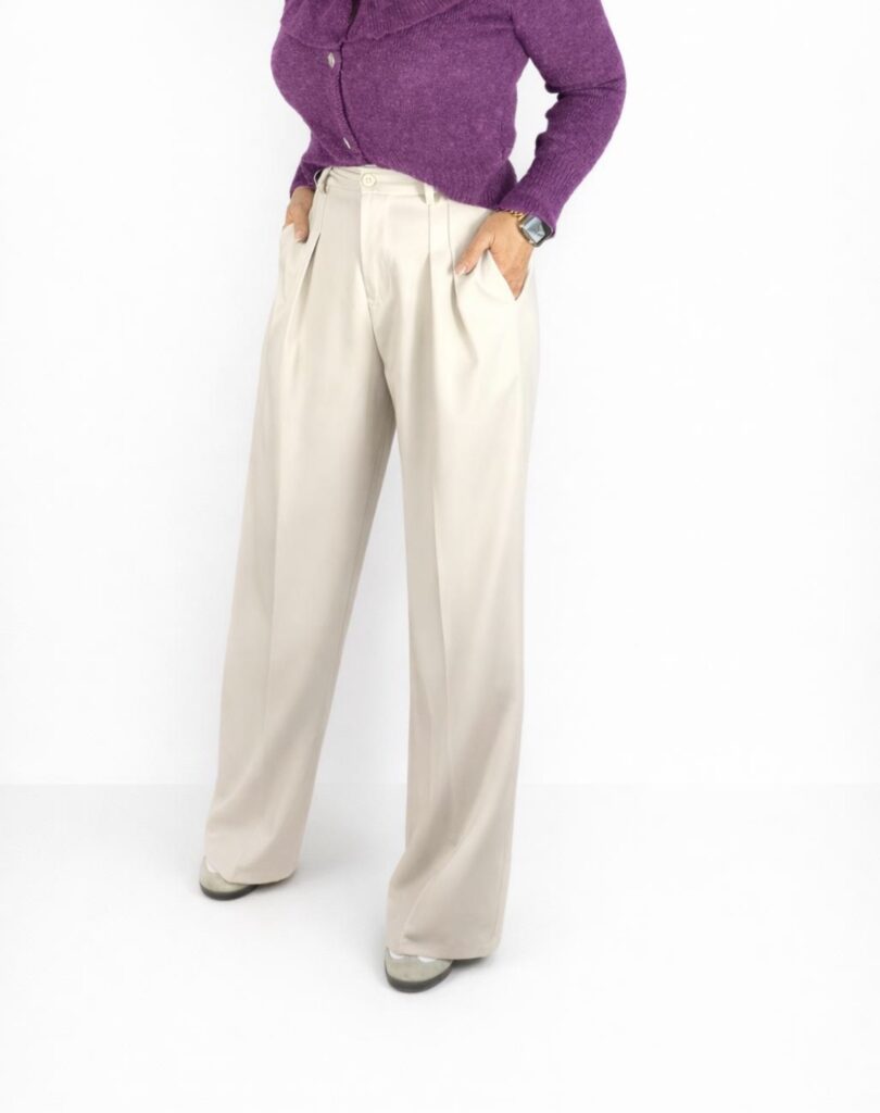 Pantalón doble pinza beige