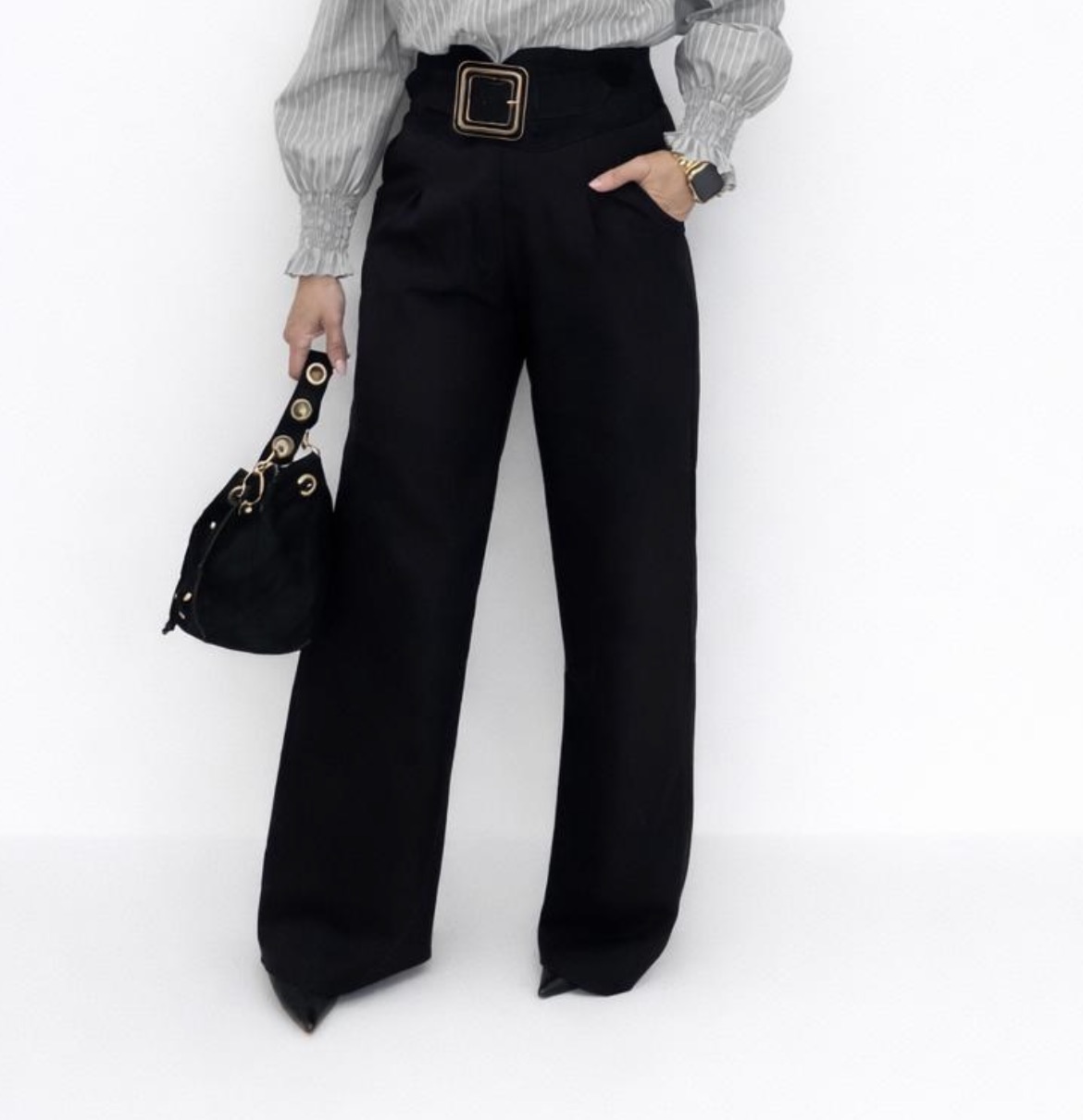 Pantalón pinzas negro