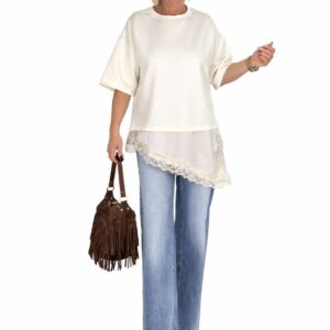 Camiseta encaje razo cruda