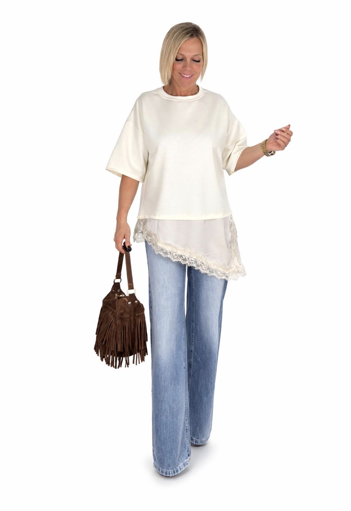 Camiseta encaje razo cruda