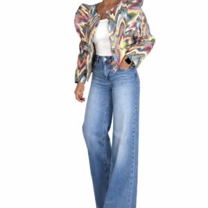 Chaqueta solapa estampada