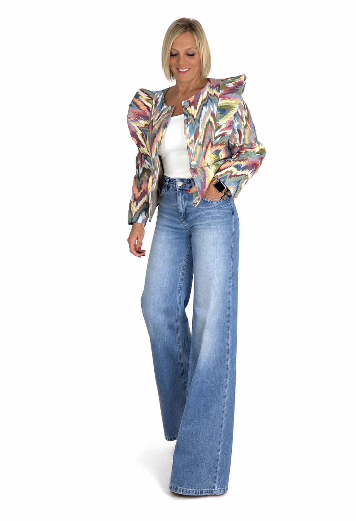 Chaqueta solapa estampada