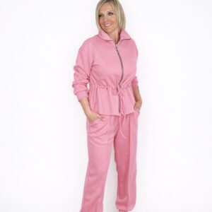 Conjunto sport frunce rosa