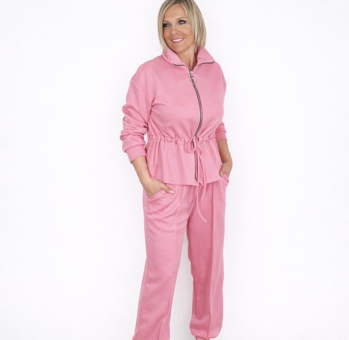 Conjunto sport frunce rosa