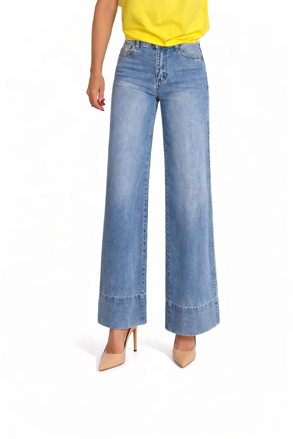 Tejano wide leg bajo pespunte