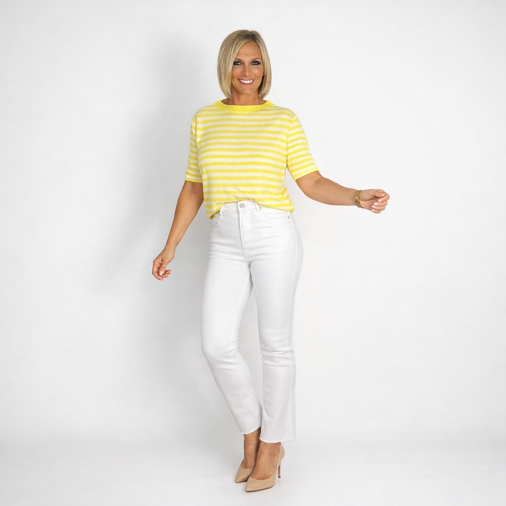 Jersey punto rayas amarillo y blanco