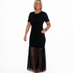 Vestido punto encaje negro