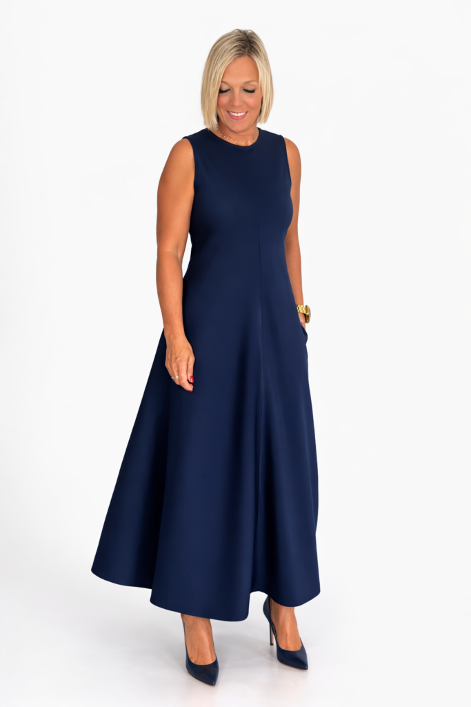 Vestido doble capa de aire azul marino