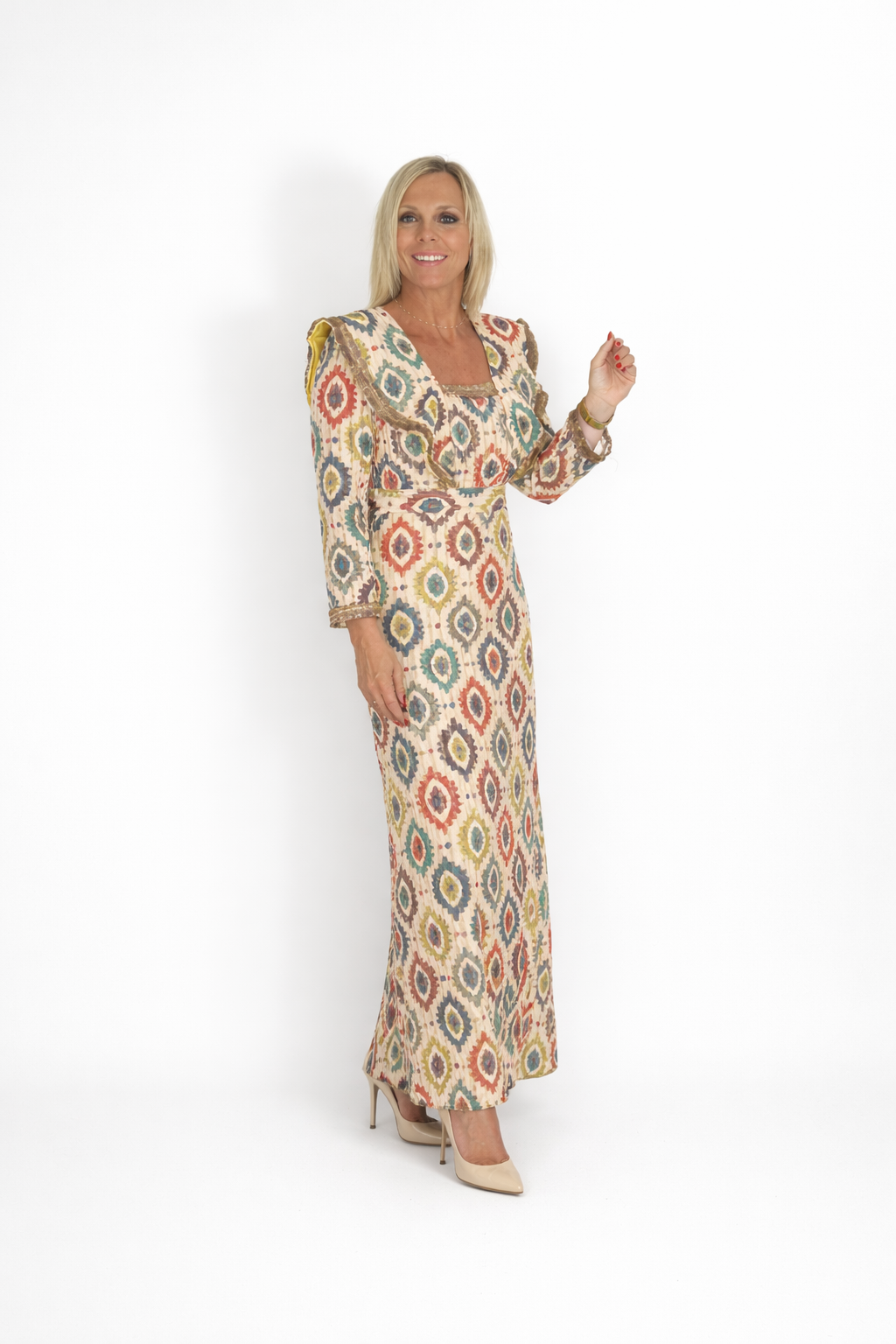 Vestido estampado volante lima