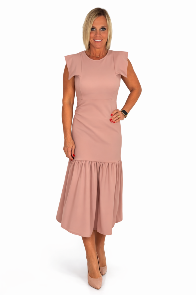 Vestido corte volante hombro tapeta