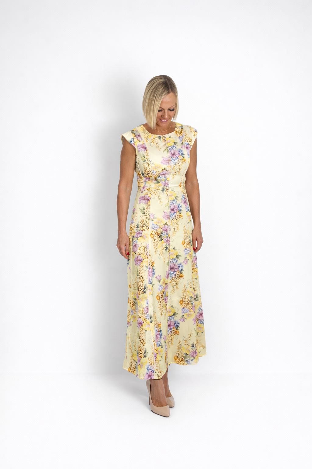 Vestido estampado flores amarillo