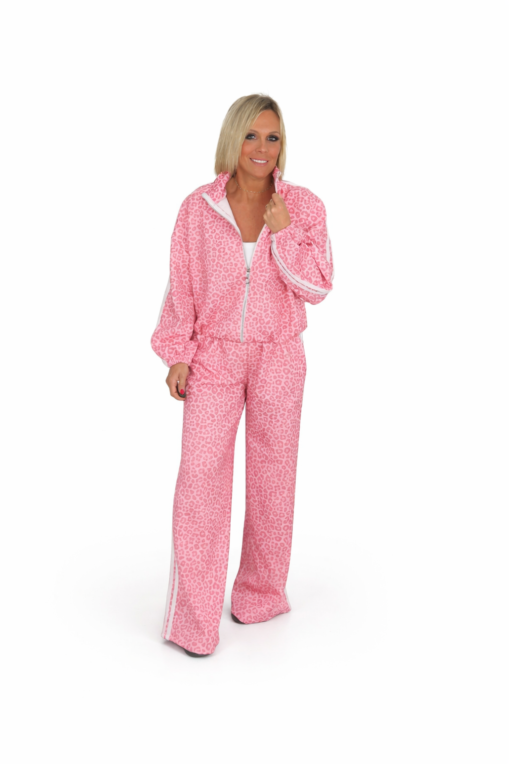 Conjunto sport animal print rosa