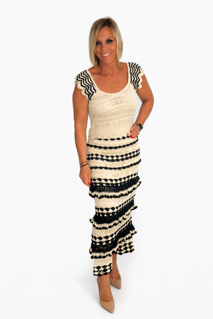 Conjunto crochet beige y negro