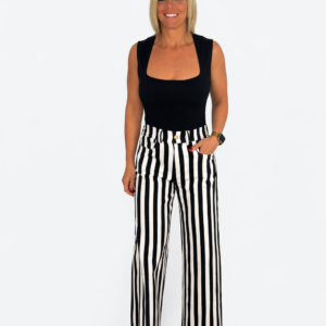 Pantalón tejano rayas negras y blancas