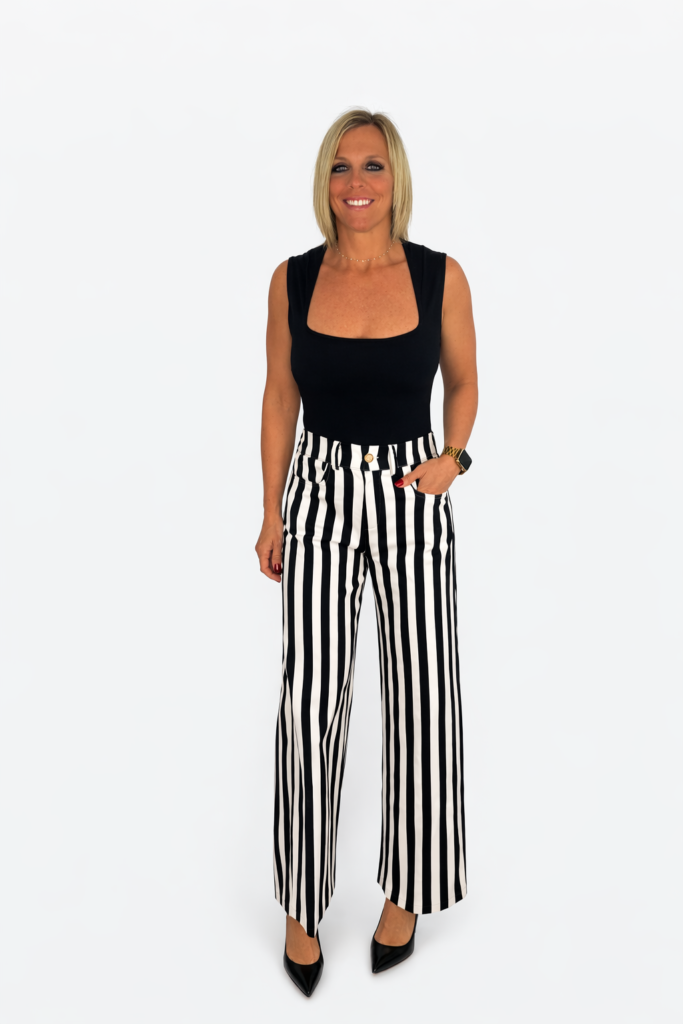 Pantalón tejano rayas negras y blancas