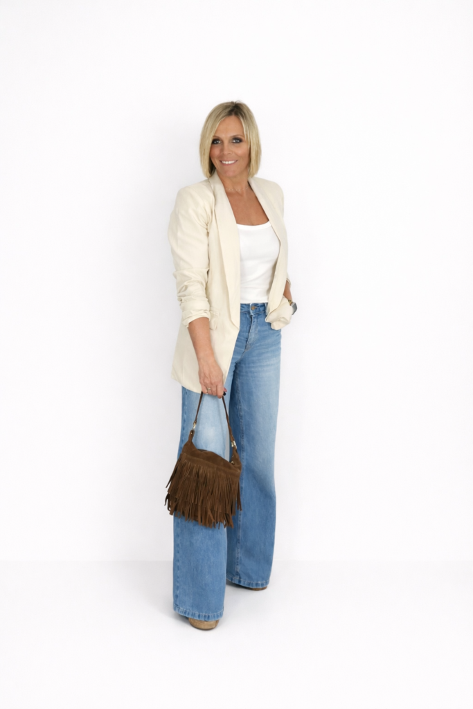 Blazer sin botón beige