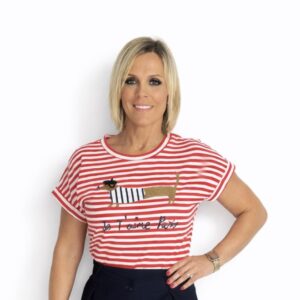 Camiseta rayas roja perro