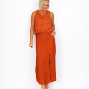 Conjunto top y falda lino caldera