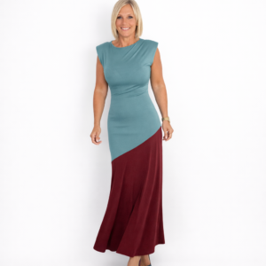 Vestido licra con hombreras bicolor