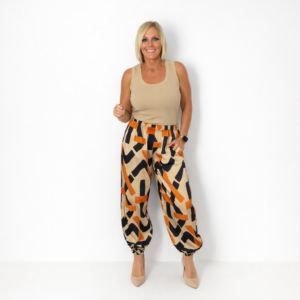 Pantalón estampado camel naranja bombacho