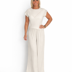 Conjunto camiseta y pantalón fluido gris