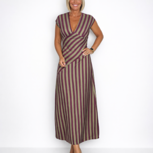 Vestido rayas morado verde
