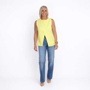 Top cruzado sin manga amarillo
