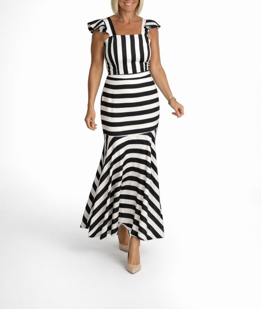 Conjunto top y falda rayas blanco y negro