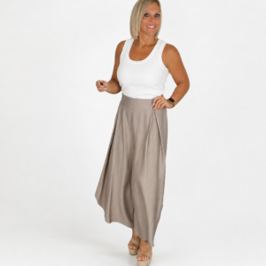 Pantalón palazzo fluido topo