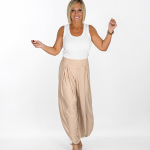 Pantalón palazzo fluido beige