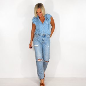 Camisa denim volante
