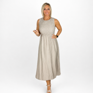 Vestido sin mangas panel topo