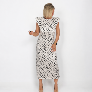 Vestido tapetas blanco lunar negro