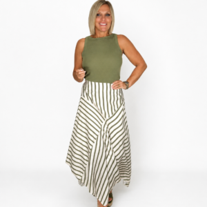 Falda rayas verde y blanca