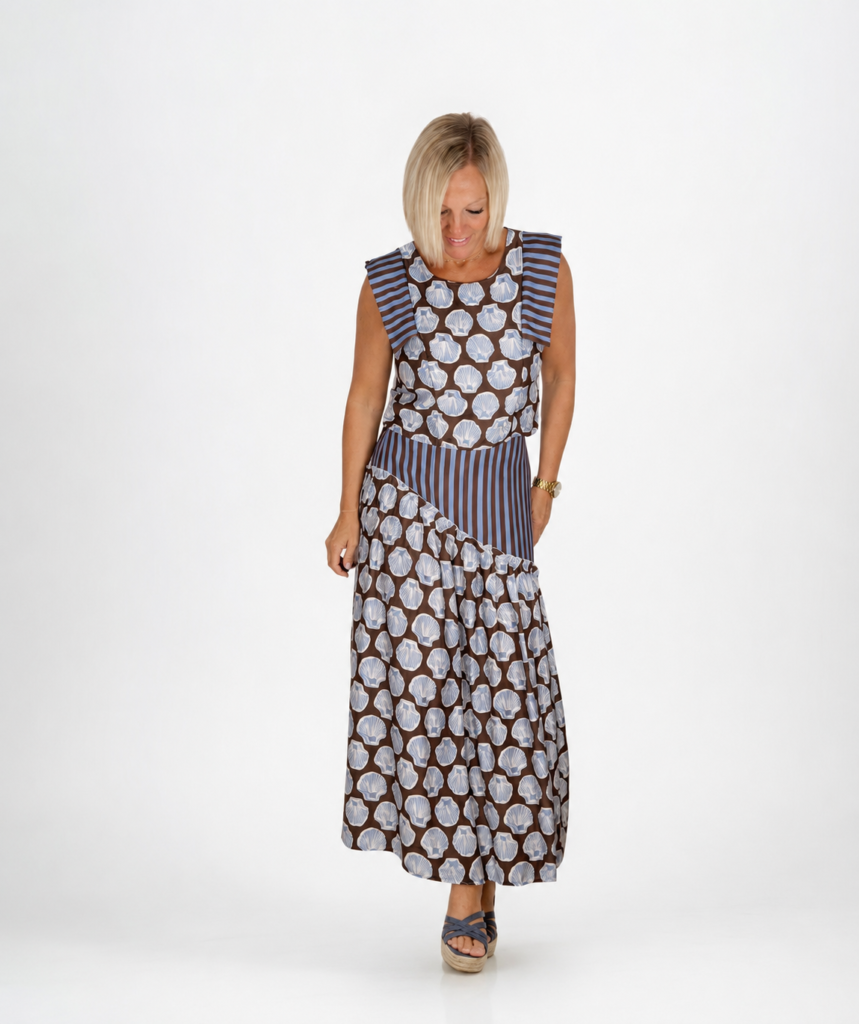 Conjunto top y falda conchas