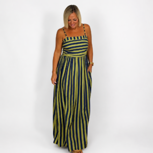 Vestido rayas azul marino y verde