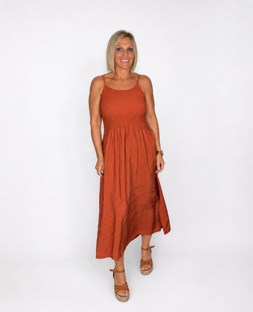 Vestido tirantas frunce caldera